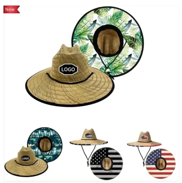 Lifeguard Straw Hat Wide Brim Beach Sun Protection