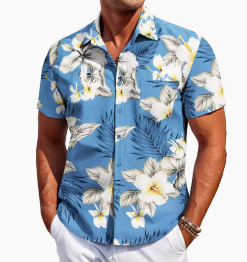 Hawaiian Shirt Summer Beach Tropical Short Sleeve Button Down Shirt