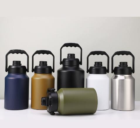 64oz Wide Mouth Insulated Double Wall Stainless Steel Large Sports Flask