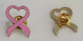 Pink Glitter Heart Ribbon Pin