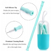 Collapsible Silicone Drinking Straw Set
