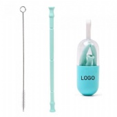 Collapsible Silicone Drinking Straw Set