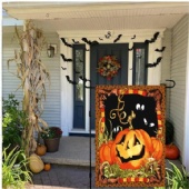 Halloween Garden Flag Holiday Yard Decoration Bunting Wicked Pumpkin Ambiance Decorative Hanging Flag Customizable