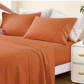 Queen Sheet Set - 4 Piece Microfiber Queen Size Burnt Orange Sheet