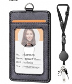 Leather Badge Holder and Adjustable Retractable Lanyards