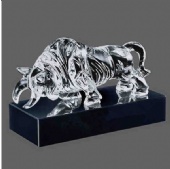 Crystal bull award on base